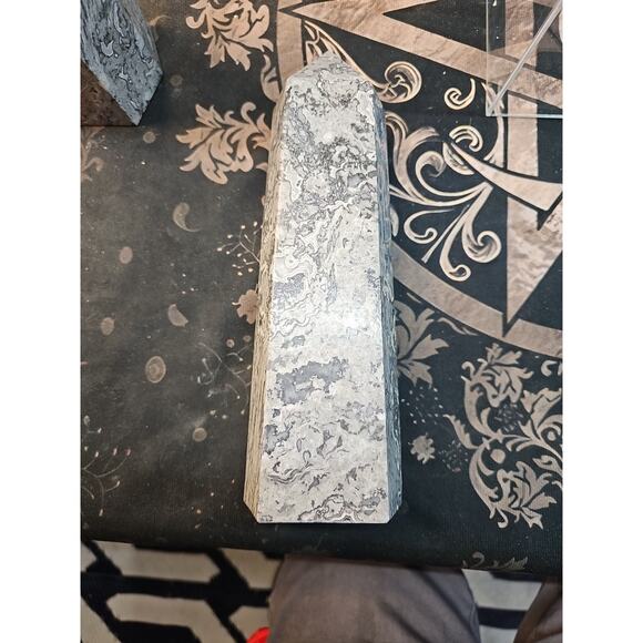 4.83lb 10in Tall Crazy Lace Jasper Crystal Point Tower Healing - Picture 9 of 9